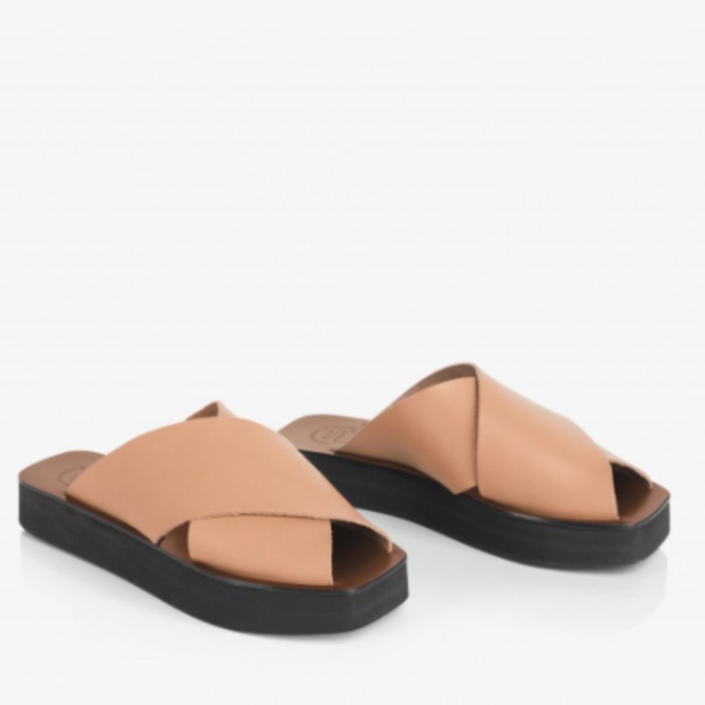 ATP ATELIER Acai Platform Sandals in Almond  US7.5